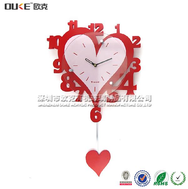 亞克力心形掛鐘